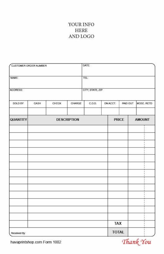 250 Sets of 3 Part Custom Receipt Forms 5.5 x 8.5 Carbonless, Loose Not in books, Full Color With your logo and free numbers