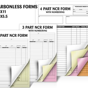 3 Part NCR Custom Invoices 100 8.5