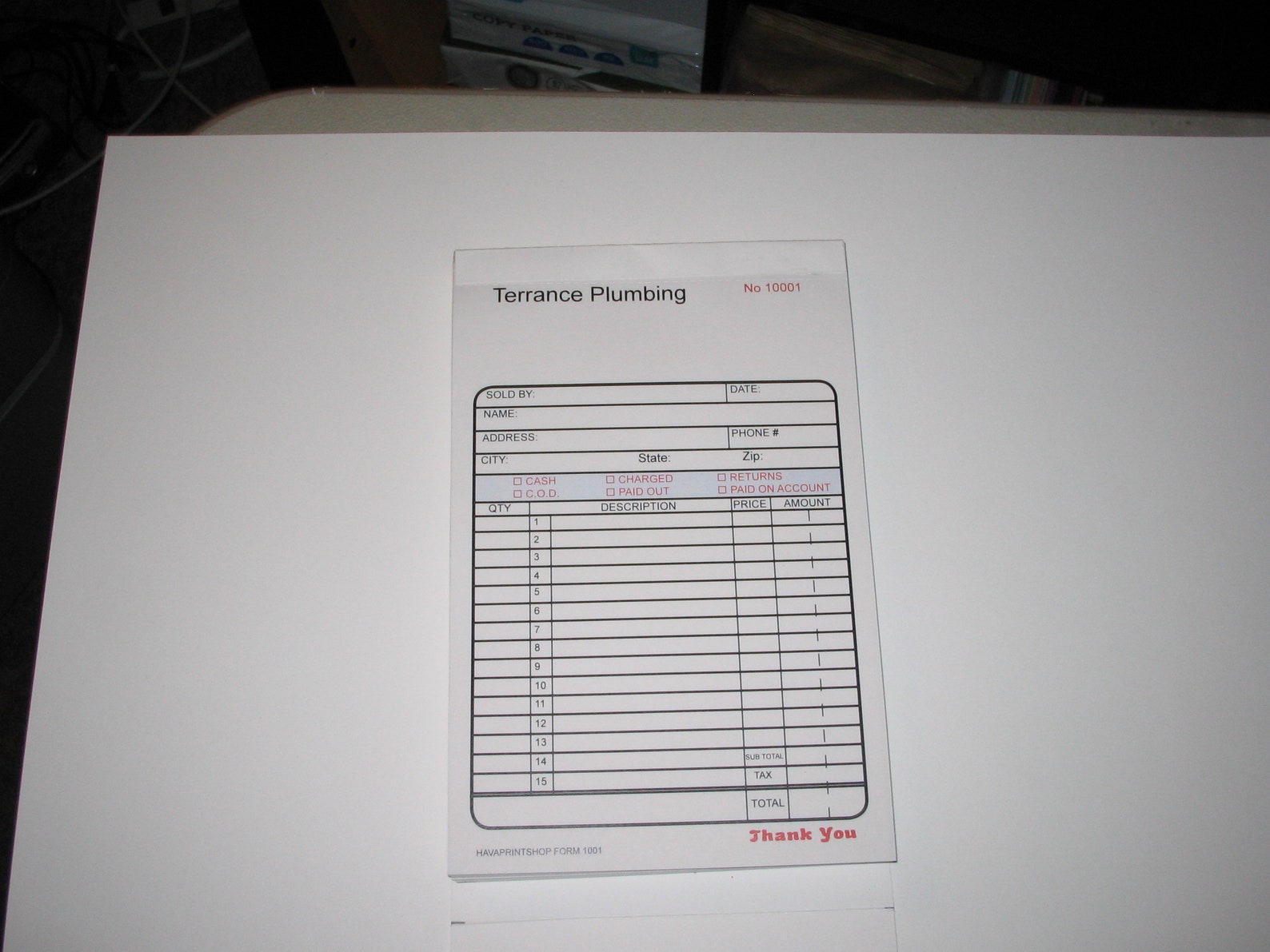 2 Part Ncr Carbonless Sales Receipt Book Full Color 5.5 x 8.5 Etsy