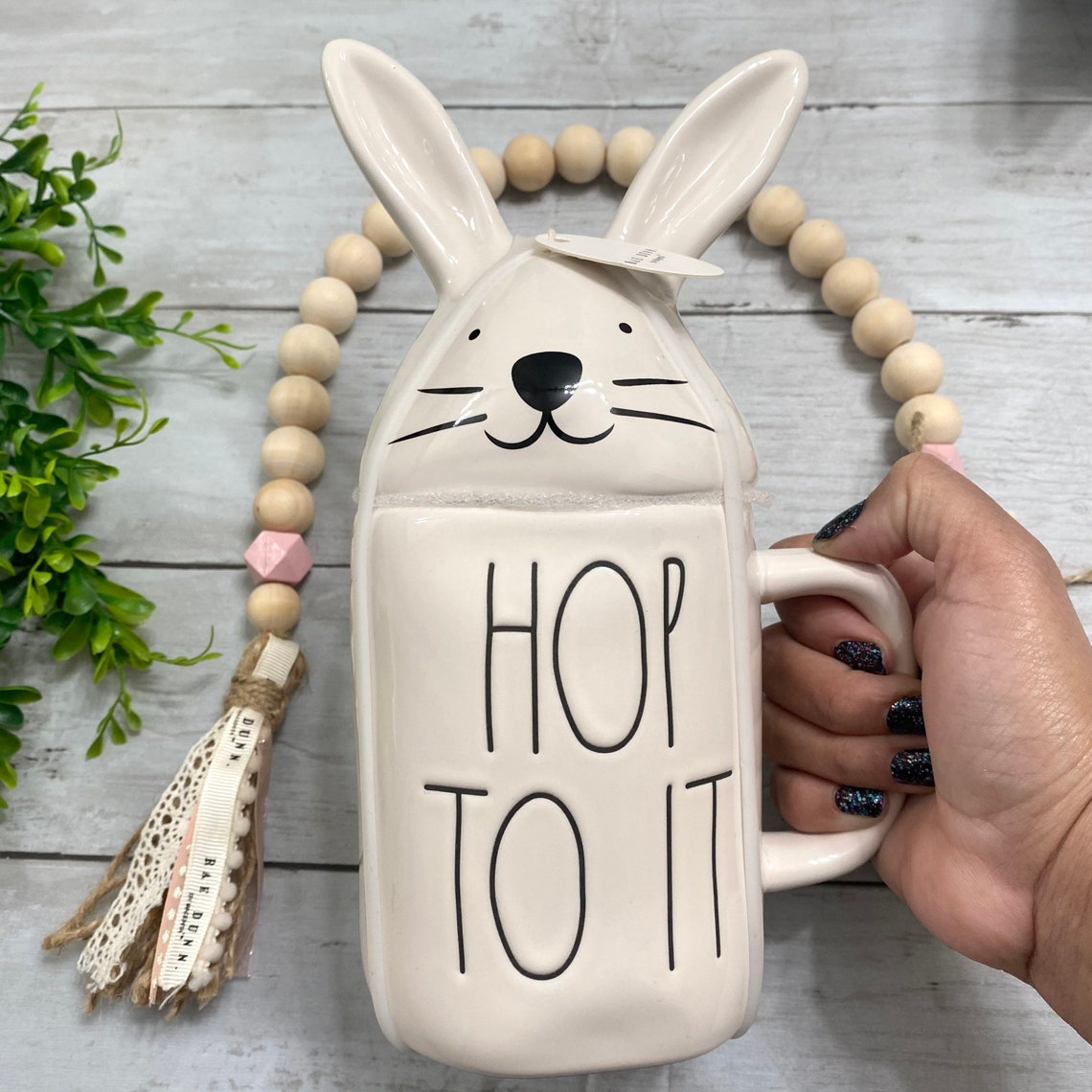 Rae Dunn Easter Mug with Topper HOP TO IT Easter Collection Etsy