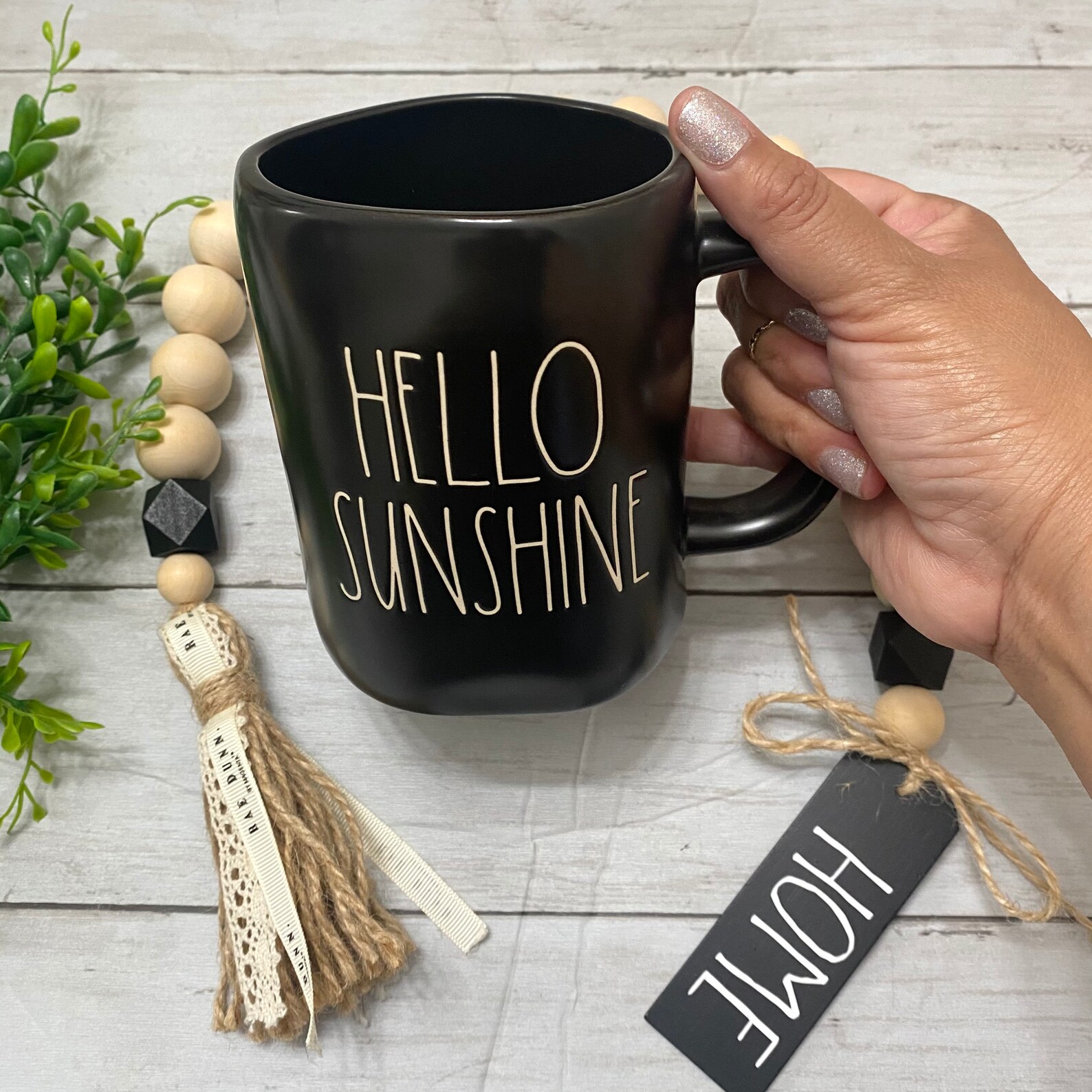 Rae Dunn Mug Black Ceramic Coffee Mug HELLO SUNSHINE New Etsy