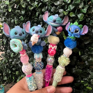 Stitch Beaded Pen with CHARMS, FREE ink refill, Customized Beaded Pen,
