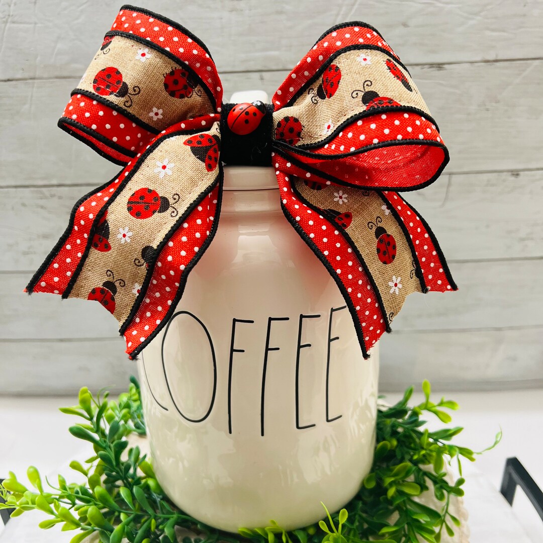 Lady Bug Ribbon Canister, Lady Bug Tray Bow, Tier Tray Bow Decor ...