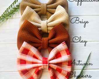 Fall Autumn Girls Hair Bow, Thanksgiving Girls Holiday Bow, Cranial Helmet bow, Headband Bow and Clip Bow