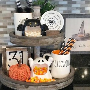 GHOST Halloween BOO Ghost Spooky Scrubby Éponge ou Candy Ceramic Holder. Décor fantôme de plateau de niveau