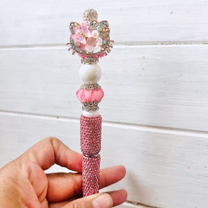 Caneta Hello Kitty com strass e contas extravagantes, refil de tinta GRÁTIS, caneta com contas personalizada,