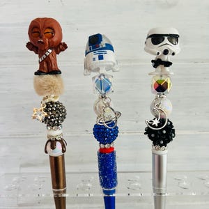 Star Wars Pen Beaded Pen with CHARM, FREE refil ink, Customized Beaded Pen, Autograph pen for your trips, Dorables,