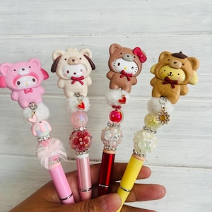 Caneta Hello Kitty e seus amigos, refil de tinta GRÁTIS, caneta personalizada com miçangas