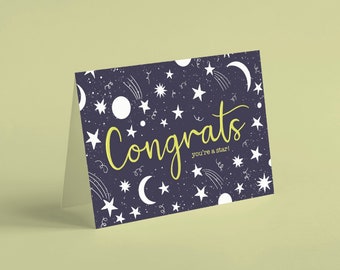 Congratulations Card, Congrats Card, Celestial Card, Eco Friendly Card, Plastic Free Packaging
