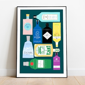 Gin Art Print, Gin Lovers Gift, Gin Illustration, Gin Poster, Spirits Art Print, Gin Gift, Mother’s Day gift, Art Print