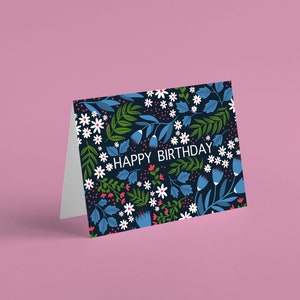 Carte de joyeux anniversaire, carte d'anniversaire florale, carte d'anniversaire illustrée, carte d'anniversaire écologique, emballage sans plastique