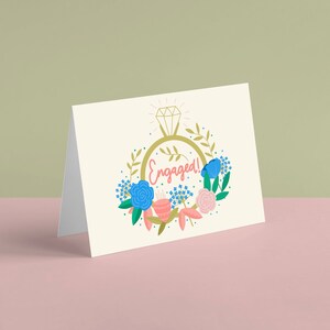Carte de fiançailles, Carte fiancée, Future mariée, Carte illustrée, Carte écologique, Emballage sans plastique