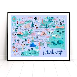 Carte d'Édimbourg, impression de voyage d'Édimbourg, carte dessinée à la main, impression de voyage en Écosse, impression d'Écosse, carte d'Édimbourg, impression d'art d'Édimbourg