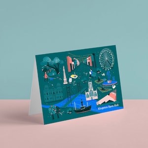 Kingston upon Hull Card, Hull Landmarks Card, East Yorkshire Card, Carte illustrée, Carte écologique, Emballage sans plastique