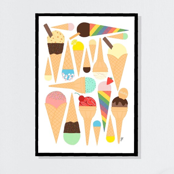 Ice Cream Giclée Print Gelato Art Print Gelato Poster Ice Etsy France