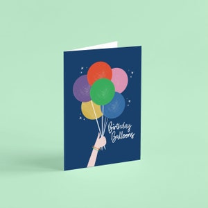 Birthday Balloons Card, Childrens Birthday Card, Illustrated Birthday Card, Eco Friendly Birthday Card, Plastic Free Packaging image 1