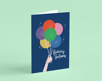 Birthday Balloons Card, Children’s Birthday Card, Illustrated Birthday Card, Eco Friendly Birthday Card, Plastic Free Packaging