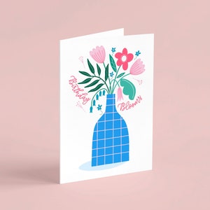 Carte de fleurs d’anniversaire, carte d’anniversaire florale, carte d’anniversaire illustrée, carte d’anniversaire écologique, emballage sans plastique