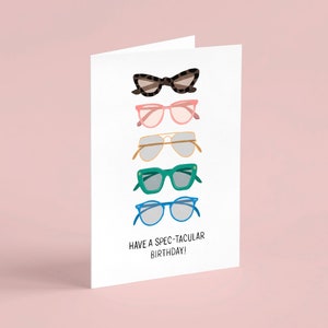 Carte d'anniversaire spectaculaire, Carte d'anniversaire avec lunettes, Carte d'anniversaire illustrée, Carte d'anniversaire écologique, Emballage sans plastique