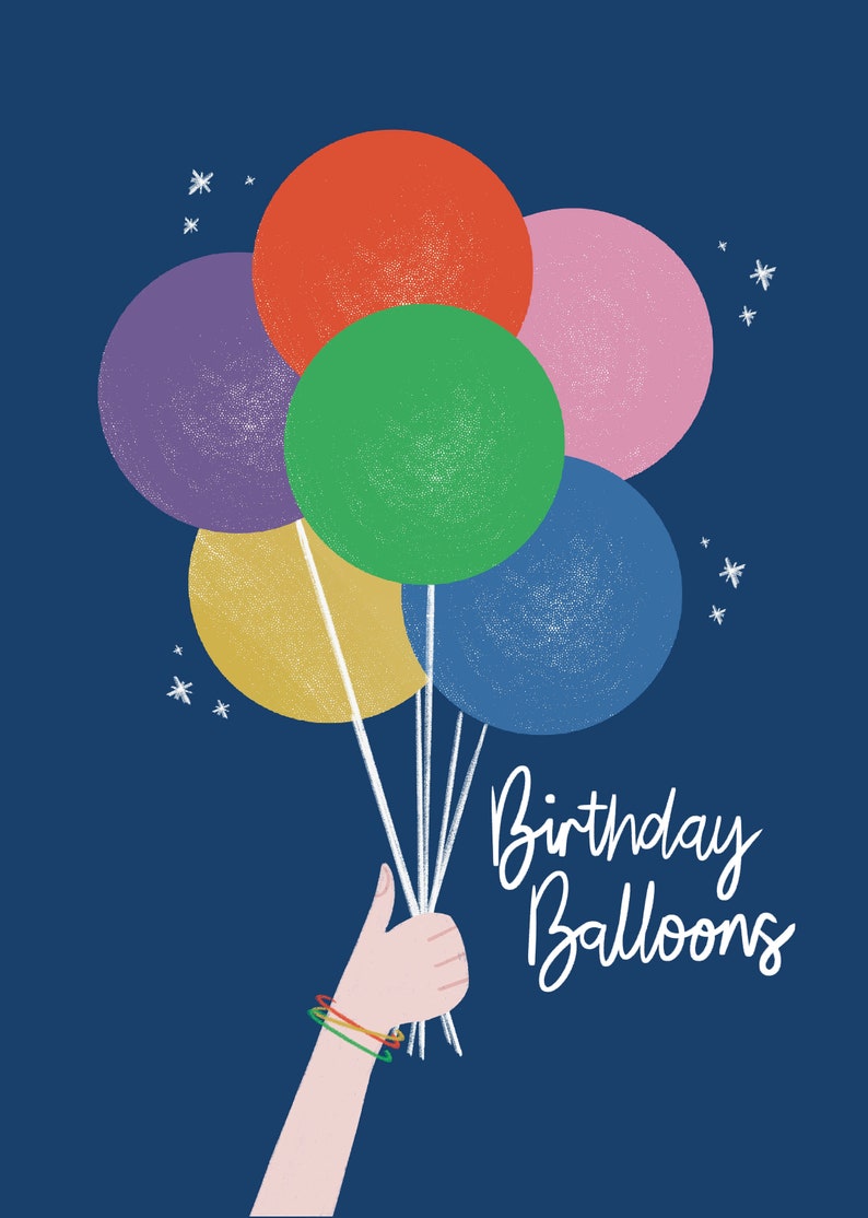 Birthday Balloons Card, Childrens Birthday Card, Illustrated Birthday Card, Eco Friendly Birthday Card, Plastic Free Packaging image 2