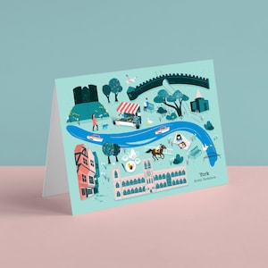 York Card, York Landmarks Card, North Yorkshire Card, Carte illustrée, Carte écologique, Emballage sans plastique