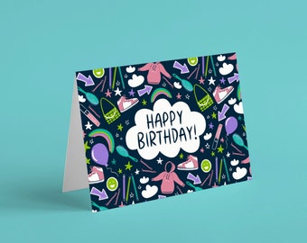 Happy Birthday Greetings Card, Illustrated Birthday Card, Tween Card, Girls Card, Teenage Card, Eco Friendly Birthday Card