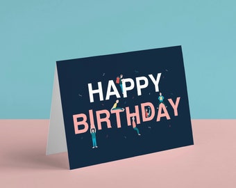 Happy Birthday Card, Whimsical Birthday Card, Illustrated Birthday Card, Eco Friendly Birthday Card, Plastic Free Packaging