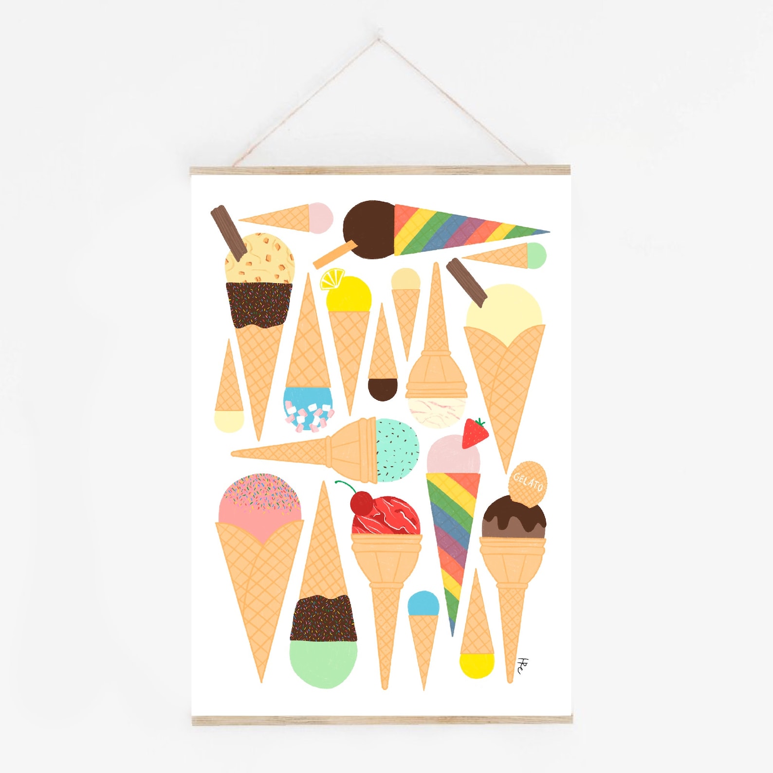 Ice Cream Art Print Gelato Art Print Gelato Poster Ice | Etsy