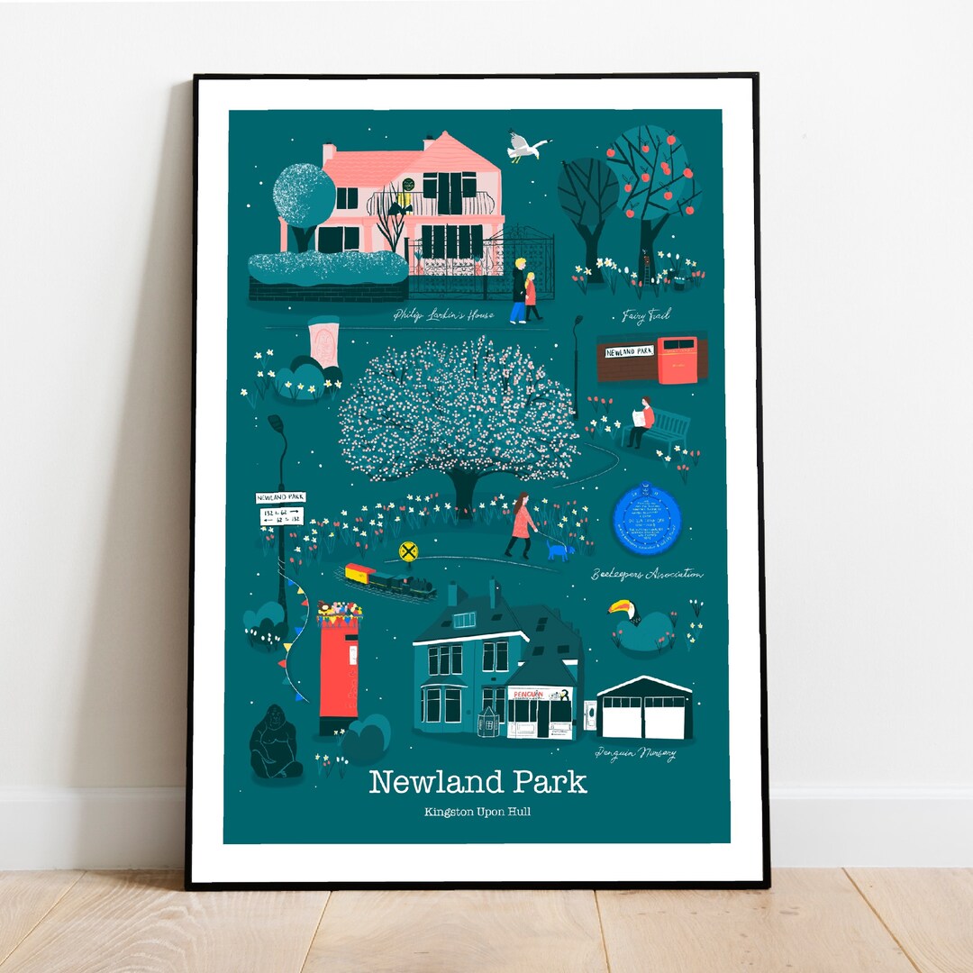 Newland Park Landmarks Giclée Art Print, Hull Landmarks Poster, East