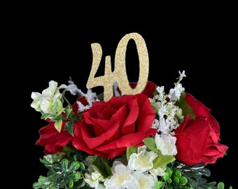 40th Birthday Centerpiece Decorations/ 40th Birthday Decorations/ 40th Birthday for Her/ 40th Birthday Table Decorations/ Centerpiece Stick