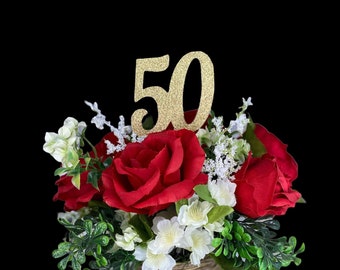 50th Birthday Centerpiece Decorations/ 50th Birthday Decorations/ 50th Birthday for Her/ 50th Birthday Table Decorations/ Centerpiece stick