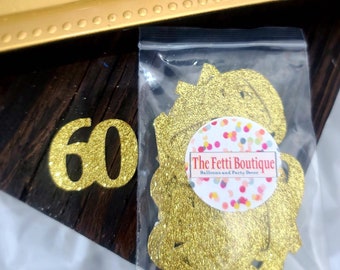 Personalized 60th Birthday Number Confetti - Customizable Party Decorations for Milestone Celebrations