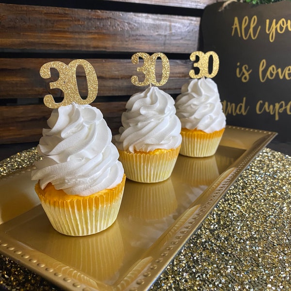 30th Birthday Cupcake Topper/ 30th Birthday Party Decorations/ custom cupcake topper/ party supplies/cupcake decorations