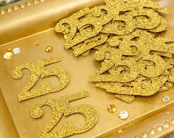 25th Birthday Decorations, 25th Birthday Confetti, 25 Birthday Party Decorations, Silver Anniversary Decor, Glitter Table Confetti, Gold