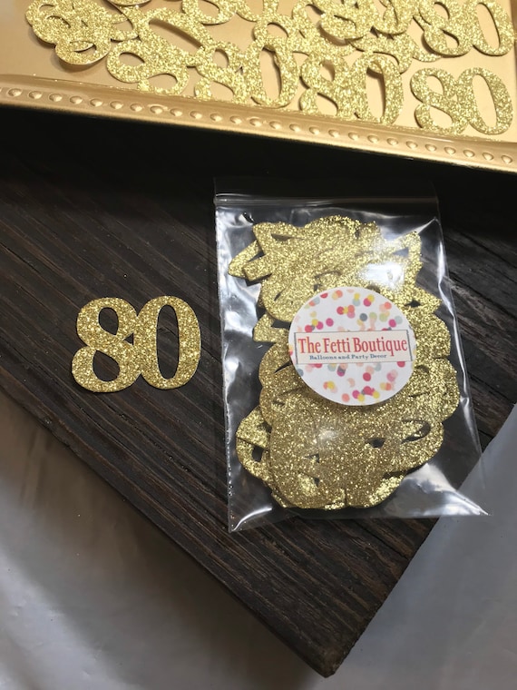 80th Birthday Confetti/ 80th Birthday Party Decorations/Age Confetti/ birthday for her / 50 pieces/ 80th party supplies / number confetti