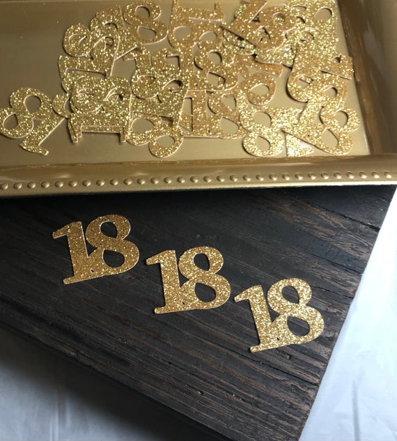 18th Birthday Confetti/ 18th Birthday Party Decorations/Age Confetti/ 18th for her /50 pieces/ 18th party supplies / number confetti