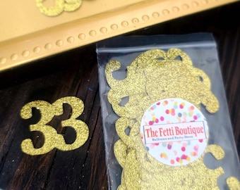 33rd Birthday Confetti/ 33rd Birthday Party Decorations/Age Confetti/ 33rd birthday for her/50 pieces/ 33rd party supplies / number confetti