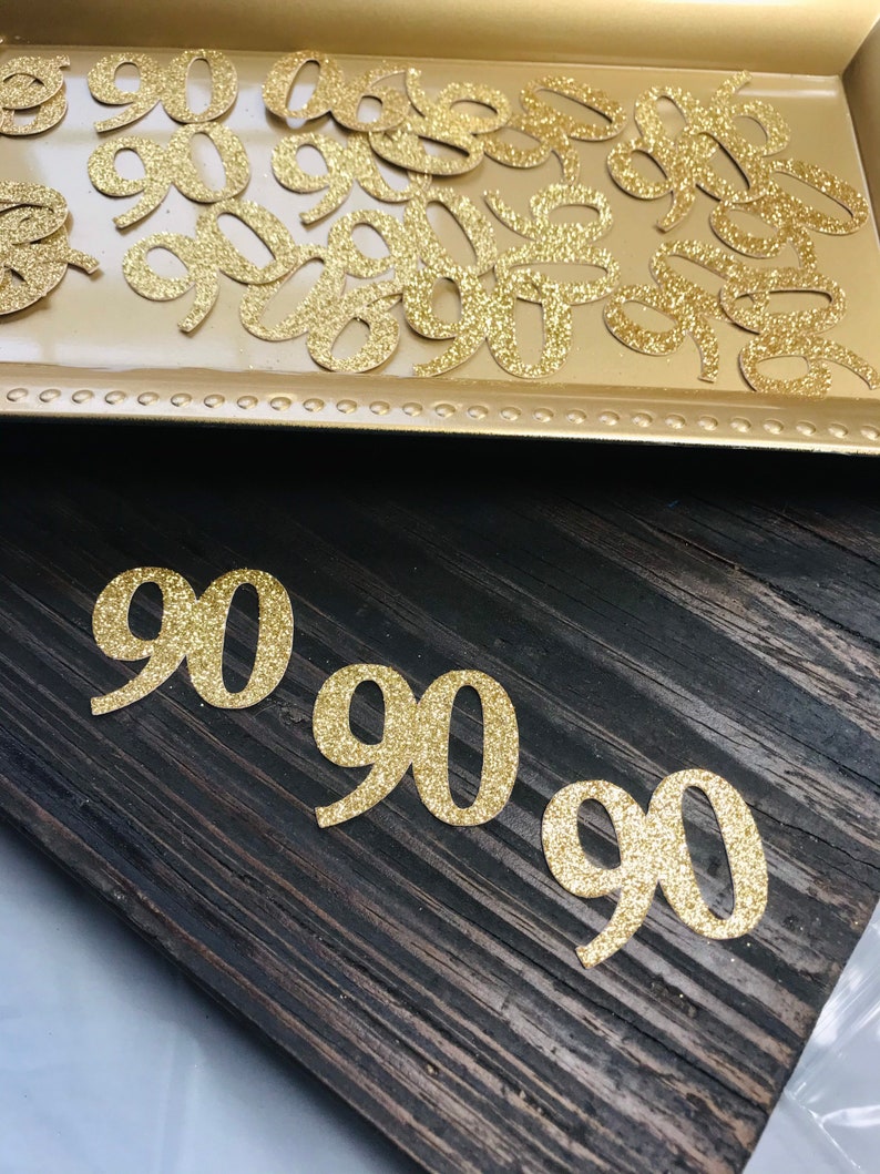 90th Birthday Confetti 90th Birthday Party DecorationsAge Confetti milestone confetti50 pieces 90th party supplies number confetti