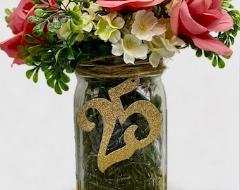 25th Birthday Centerpiece Decorations/ 25th Birthday Decorations/ 25th Birthday for Her/ 25th Birthday Table Decorations/ Age Cutouts