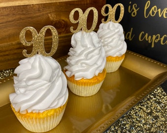 90th Birthday Cupcake Topper/ 90th Birthday Party Decorations/ custom cupcake topper/ party supplies