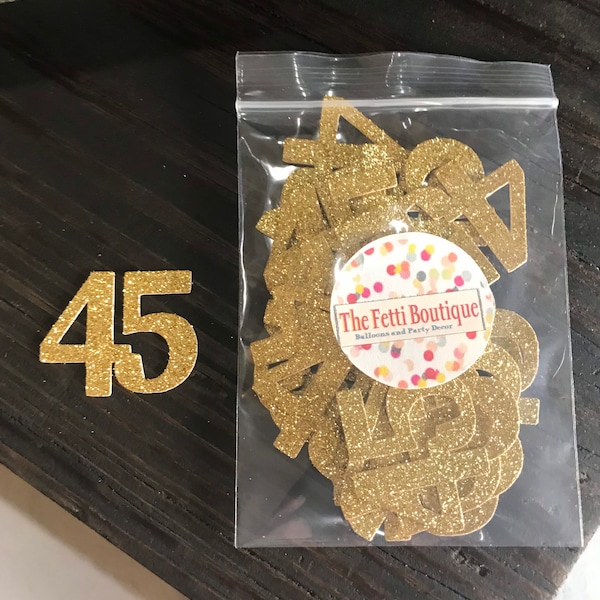 45th Birthday Confetti/ 45th Birthday Party Decorations/Age Confetti/ 45th birthday for her/50 pieces/ 45th party supplies / number confetti