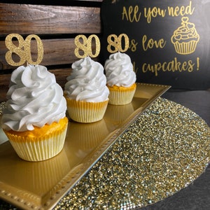 80th Birthday Cupcake Topper/ 80th Birthday Party Decorations/ custom cupcake topper/ party supplies/cupcake decorations