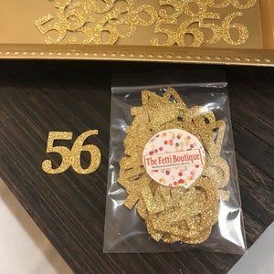 56th Birthday Confetti/ 56th Birthday Party Decorations/Age Confetti/ milestone confetti/50 pieces/ 56th party supplies / number confetti