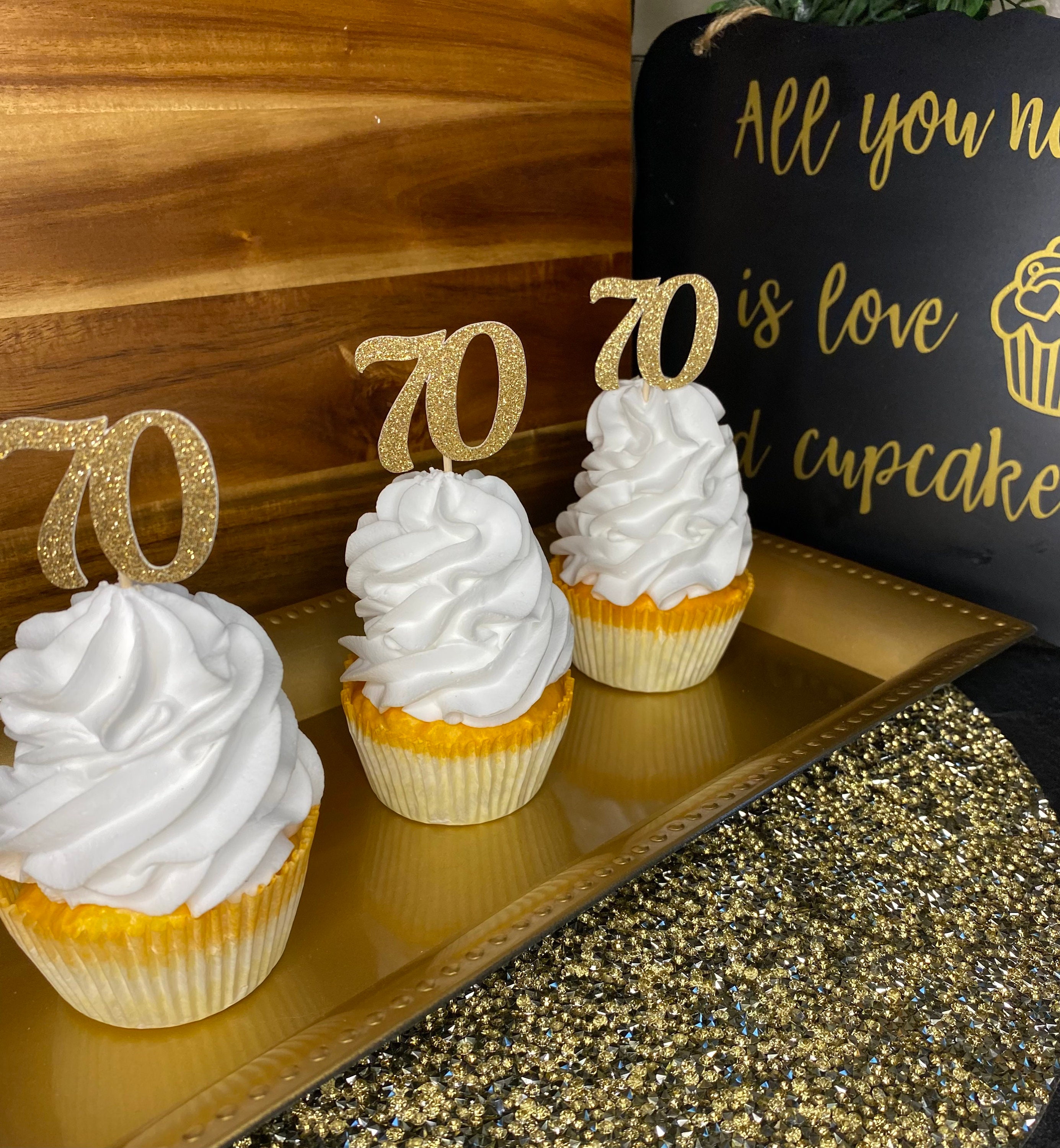 70th Birthday Beer Pint Glass Pre-Cut Edible Cupcake Toppers - Cake Decorations, UK Made