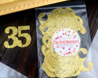 35th Birthday Confetti/ 35th Birthday Party Decorations/Age Confetti/ 35th birthday for her/50 pieces/ 35th party supplies / number confetti