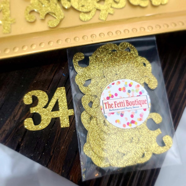 34th Birthday Confetti/ 34th Birthday Party Decorations/Age Confetti/ 34th birthday for her/50 pieces/ 34th party supplies / number confetti