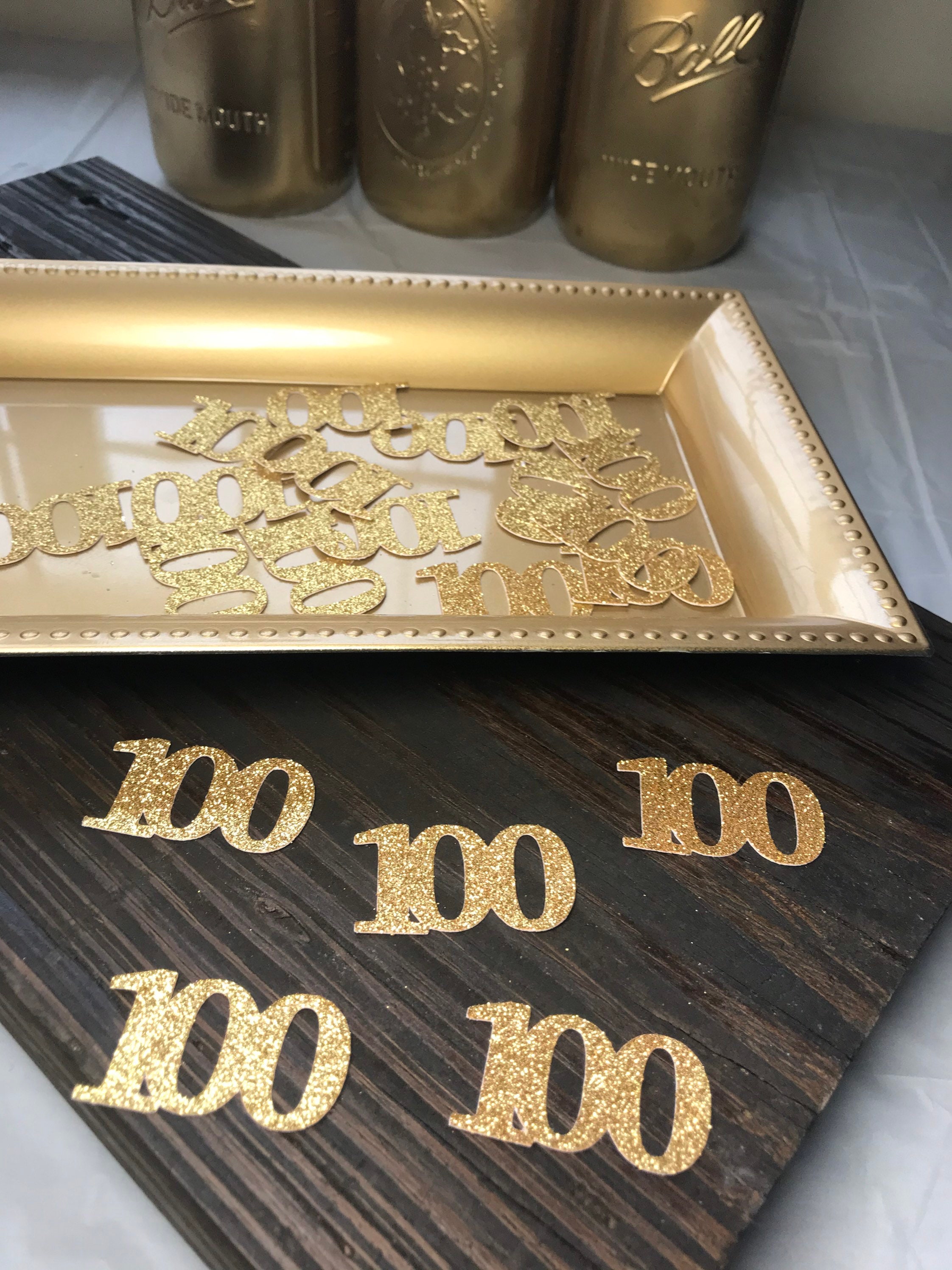 100th Birthday Confetti/ 100th Birthday Party Decorations/Age Confetti/ milestone confetti/50 pieces/ 100th party supplies / number confetti