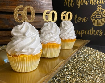 60th Birthday Cupcake Topper/ 60th Birthday Party Decorations/ custom cupcake topper/ party supplies