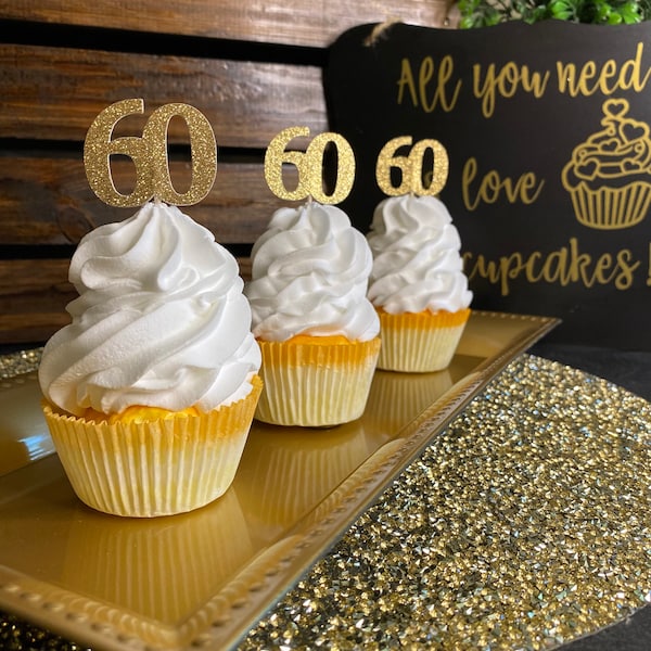 60th Birthday Cupcake Topper/ 60th Birthday Party Decorations/ custom cupcake topper/ party supplies