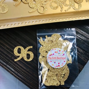 96th Birthday Confetti/ 96th Birthday Party Decorations/Age Confetti/ milestone confetti/50 pieces/ 96th party supplies / number confetti